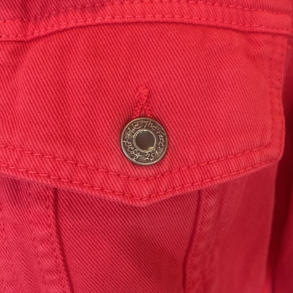 We The Free People Rumors Red Denim Jacket Size L NWT! color: strawberry fields - Picture 6 of 16